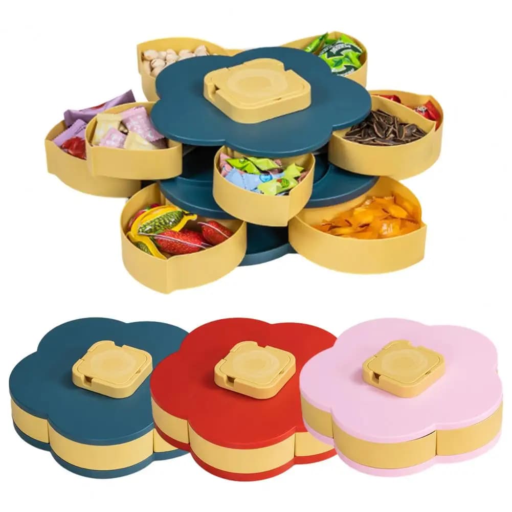Vassoio Portafrutta Girevole per Tavolino da Salotto, Contenitore per Frutta Secca, Noci, Snack, Caramelle e Semi di Melone