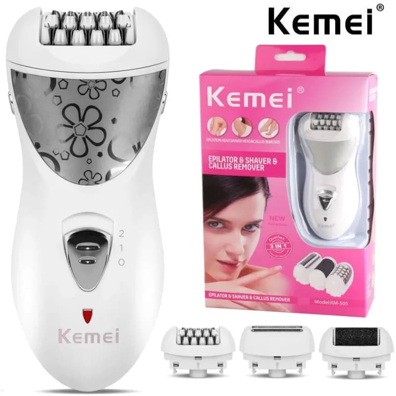 Kemei Reloadable 3 In 1 Lady Hair Razor For Women Care Electric Foot Removal Device Depilador Hair Removal Device