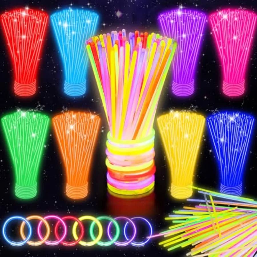 100 Glow Sticks Bulk Party Pack, 8" Neon Glow Sticks, DIY Glowsticks with Connectors Bracelets and Necklaces, Glow in the Dark