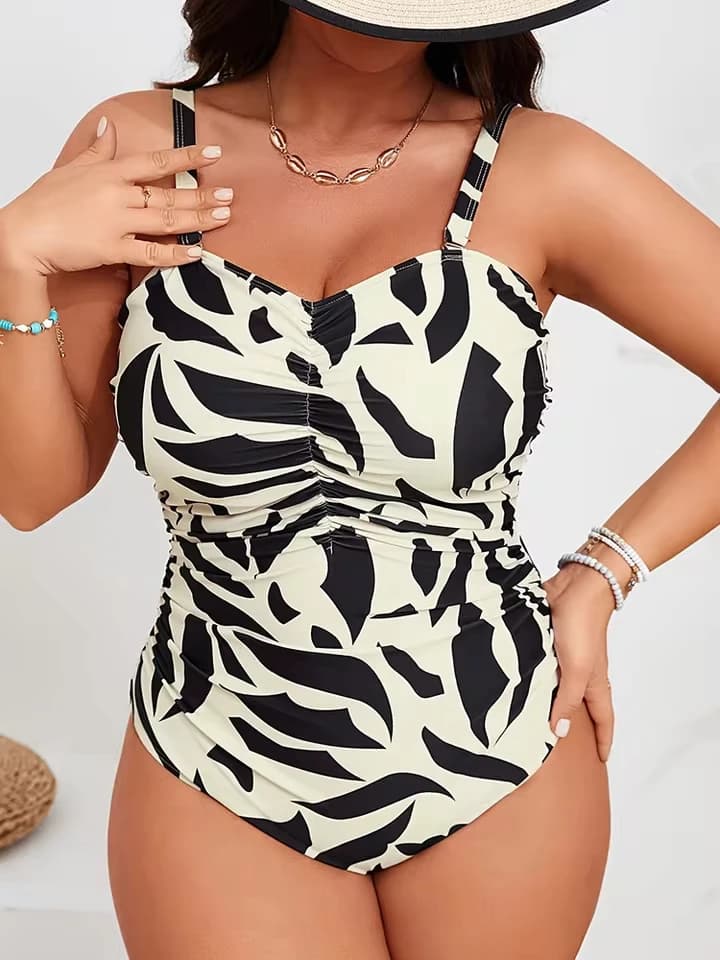 Vzvn Sexy Print Plus Size One Piece Swimsuit Women Beach Vacation Swimsuit 2026 New All Season Backless Tight One Piece Swimsuit