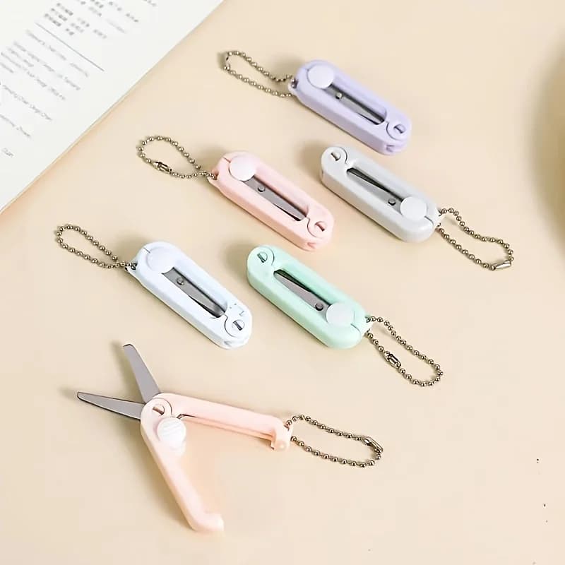 5 Safe and Cute Mini Scissors, Featuring Morandi Colors, Scalable and Foldable Multi Functional Stainless Steel Scissors, Suitable for Home Office and School, Creative Portable Scissors, Scissor Pen, Scissor Decoration, Aesthetic Scissors