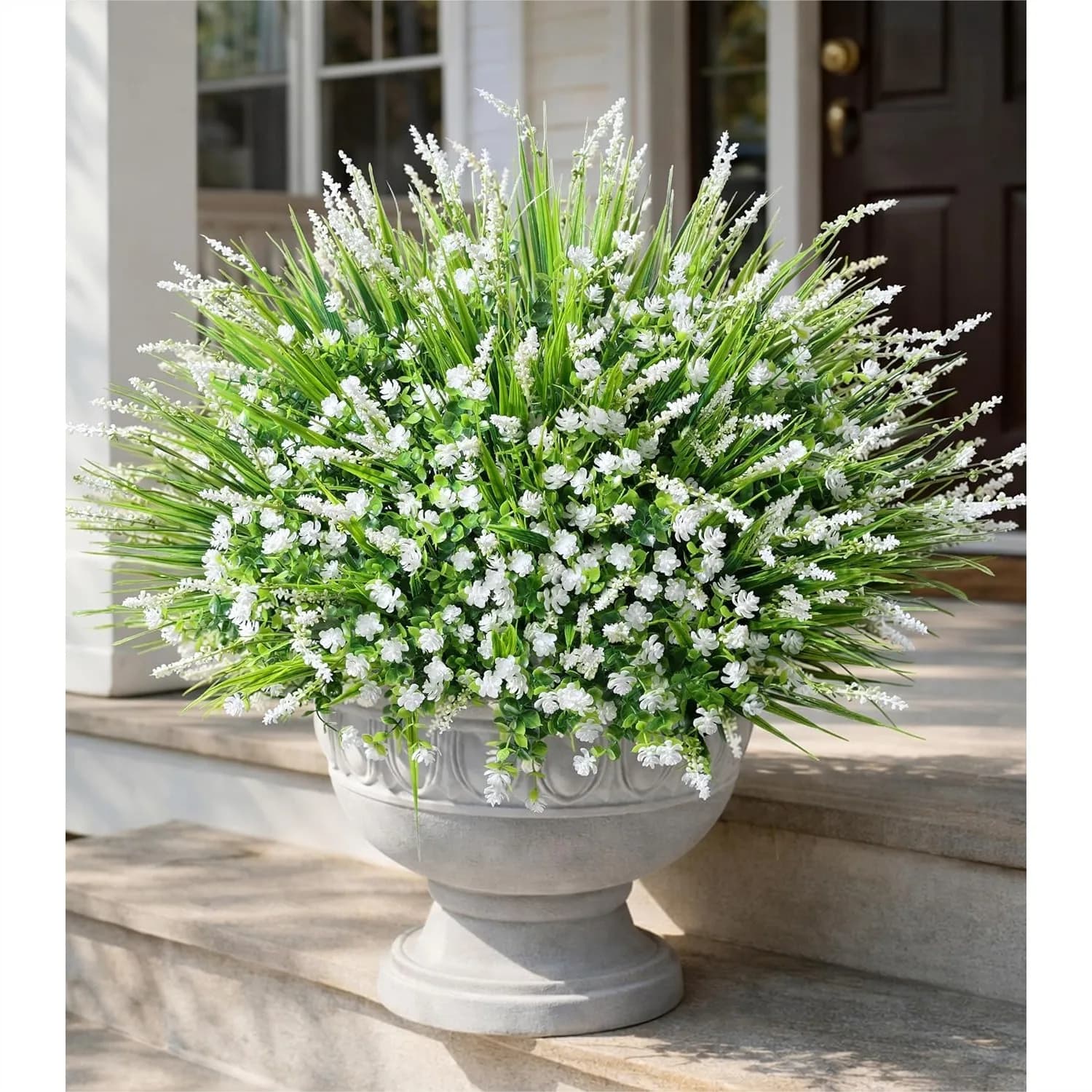 20 Mazzi di Piante Artificiali da Esterno per Decorazioni Primaverili, Fiori in Plastica Bianca Realistici Resistenti ai Raggi UV per Fioriere, Casa e Giardino