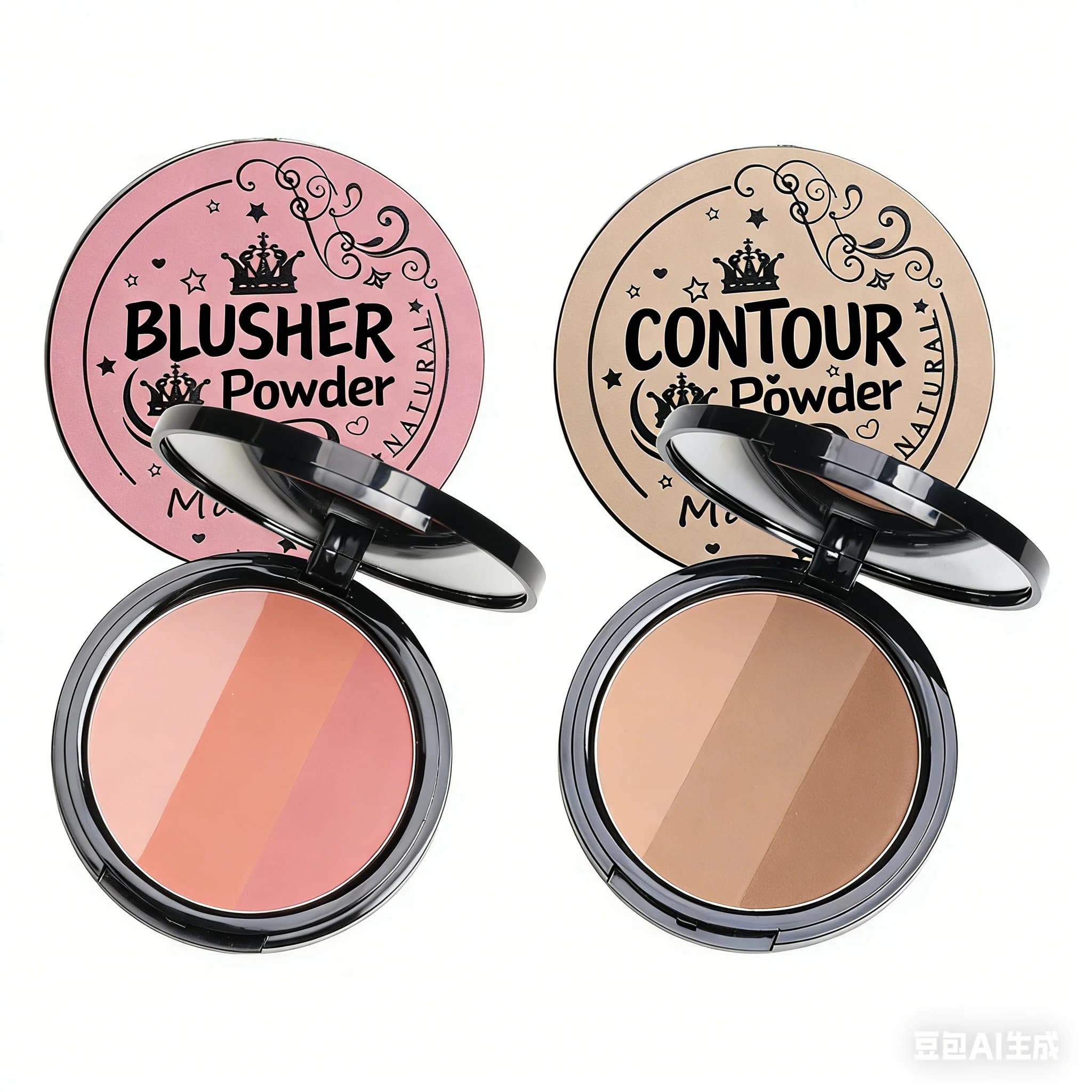 Nuovo Arrivo MAXFINE Palette Contorno Viso e Blush in 3 Colori, Kit Illuminante e Ombreggiante 3D, Polvere Fine e Liscia Naturale a Lunga Durata