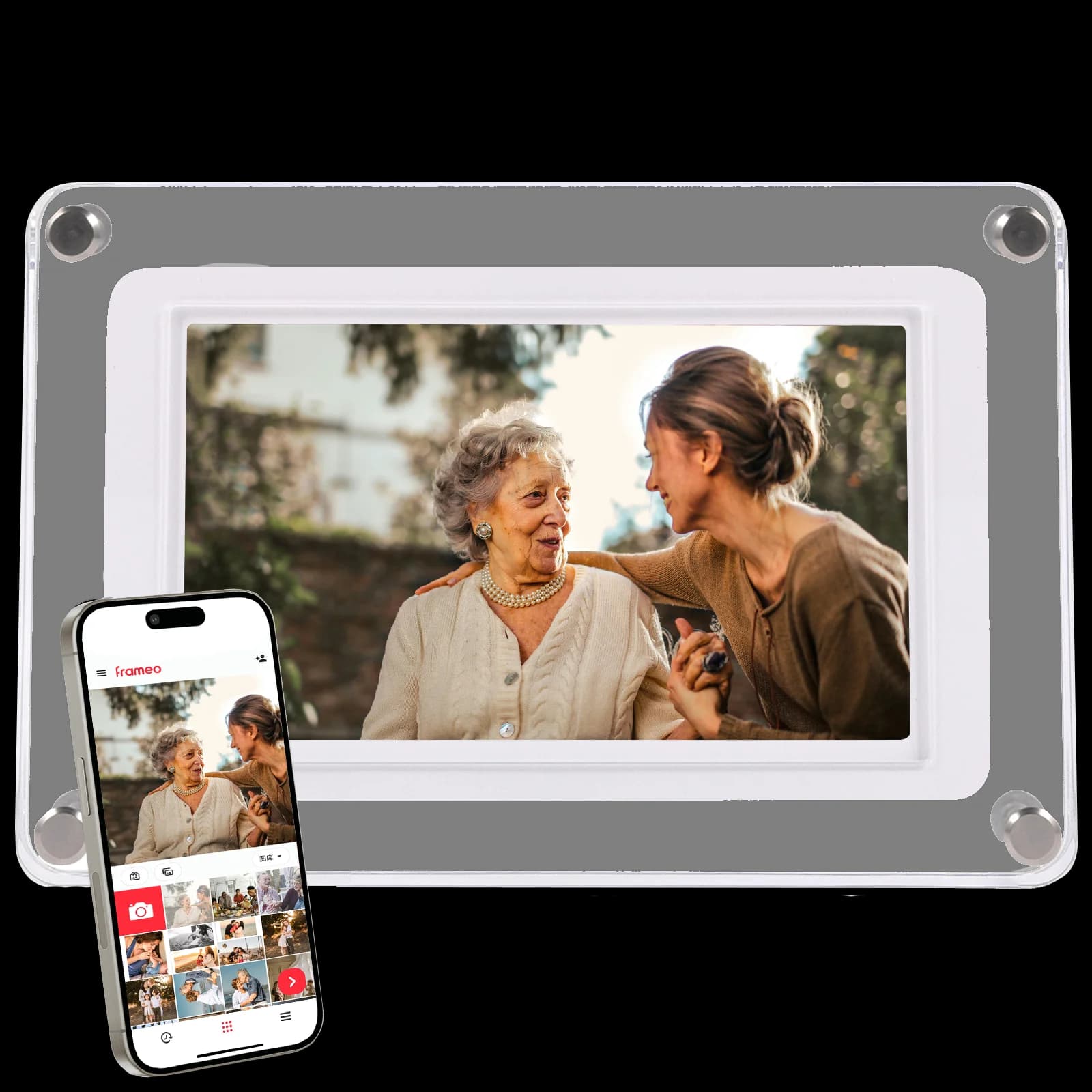 Frameo Cornice digitale in acrilico WiFi da 5 pollici Cornice video per foto dal vivo Memoria da 32 GB 1280x720 Touch screen LCD IPS Mavoz ETINDGE