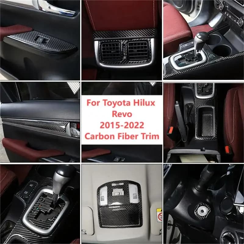 In Fibra di Carbonio Centro di Controllo Cruscotto Pannello Adesivo Finestra Ascensore Decorativo Trim Accessori Per Toyota Hilux Revo 2015-2022