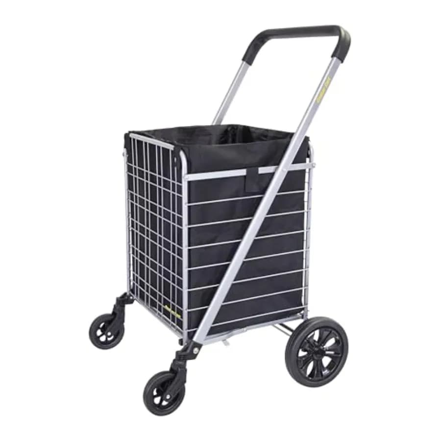 Carrello Cruiser Deluxe 2 con Borsa Interna per Shopping, Spesa, Cesto Pieghevole per Bucato su Ruote, Carrello Utilitario Pieghevole