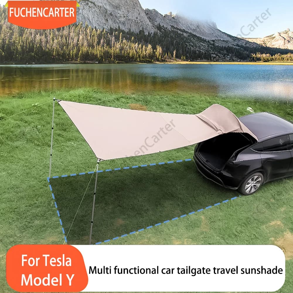 For Tesla Model Y 2021-2025 Trunk Tent with Awning Canopy, Waterproof Sun-Proof Outdoor Camping Car Extension Tent