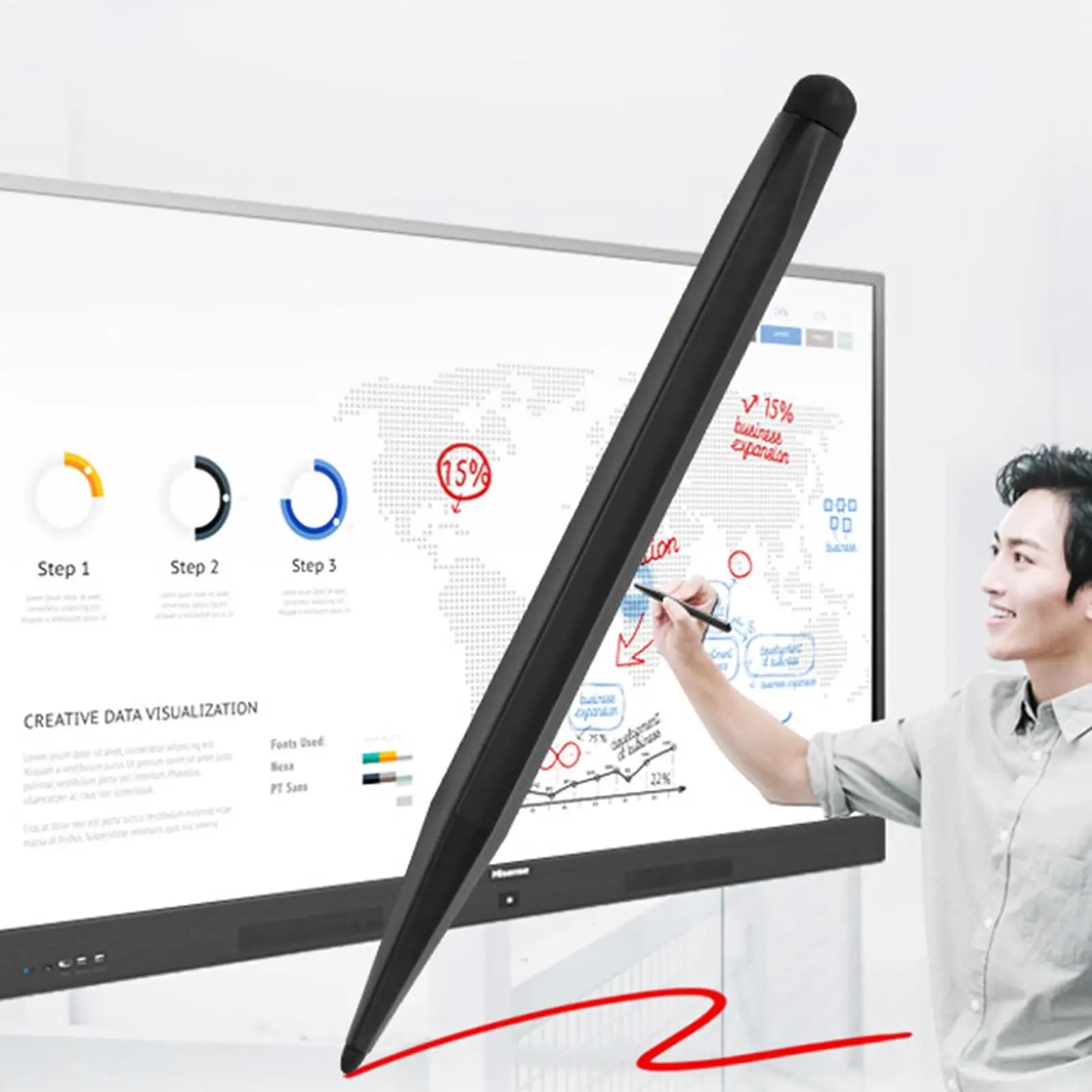 Penna a doppia punta, penna digitale ergonomica, penna di precisione per schermi touch, penna a punta fine per tablet, per disegnare, computer, ufficio, casa
