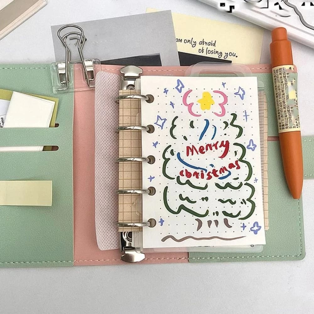 Moda Mini Notebook a fogli mobili M5 PU 45 fogli Notebook portatile Planner Pagina vuota Diario per notebook con raccoglitore fai da te