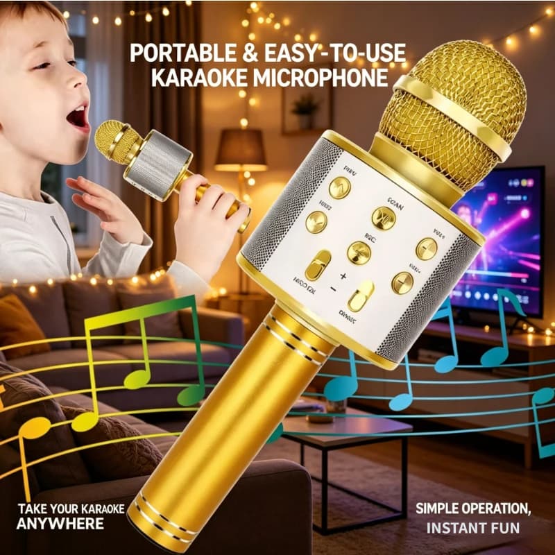 Microfono per karaoke, microfono portatile wireless Bluetooth per karaoke per adulti e bambini, feste all'aperto, macchina per karaoke per tutti gli smartphone