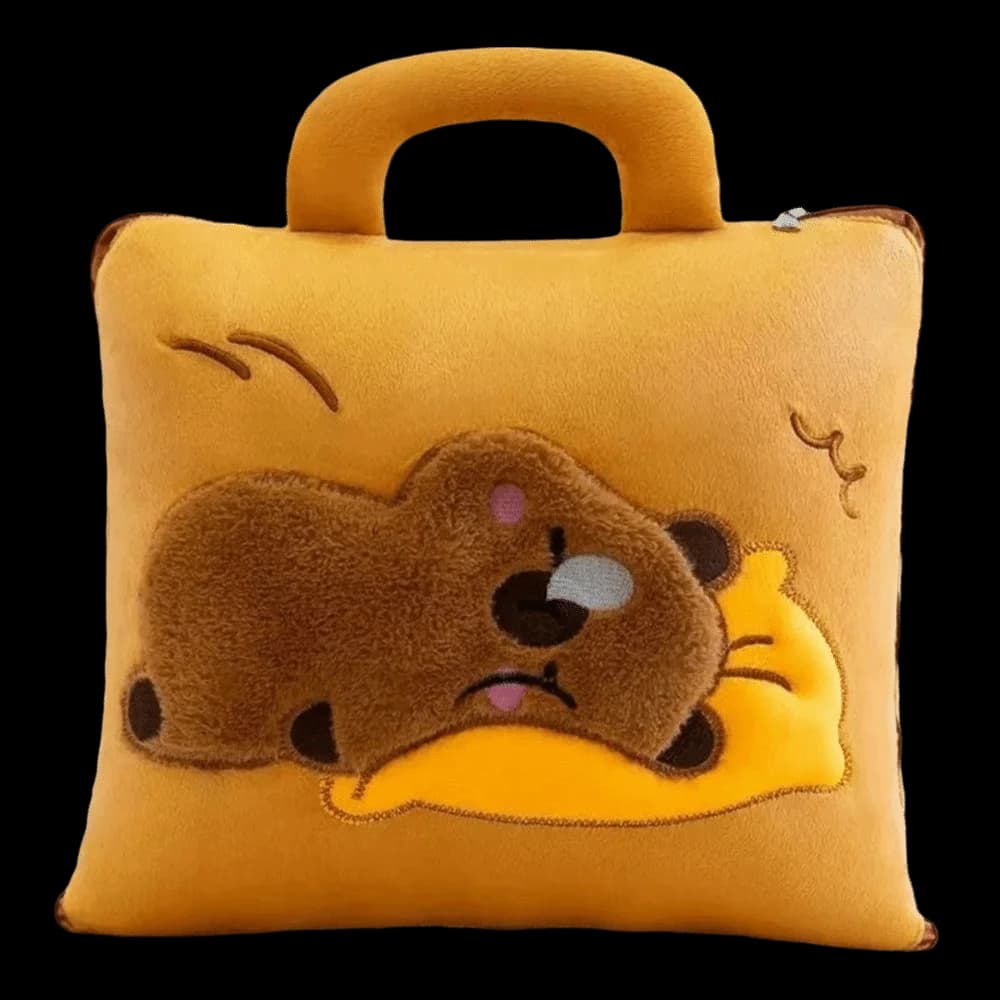 Coperta multifunzionale per cuscino capibara 2 in 1, morbida coperta per cuscino per pisolino, peluche, accogliente coperta da viaggio, cuscino per schienale del divano