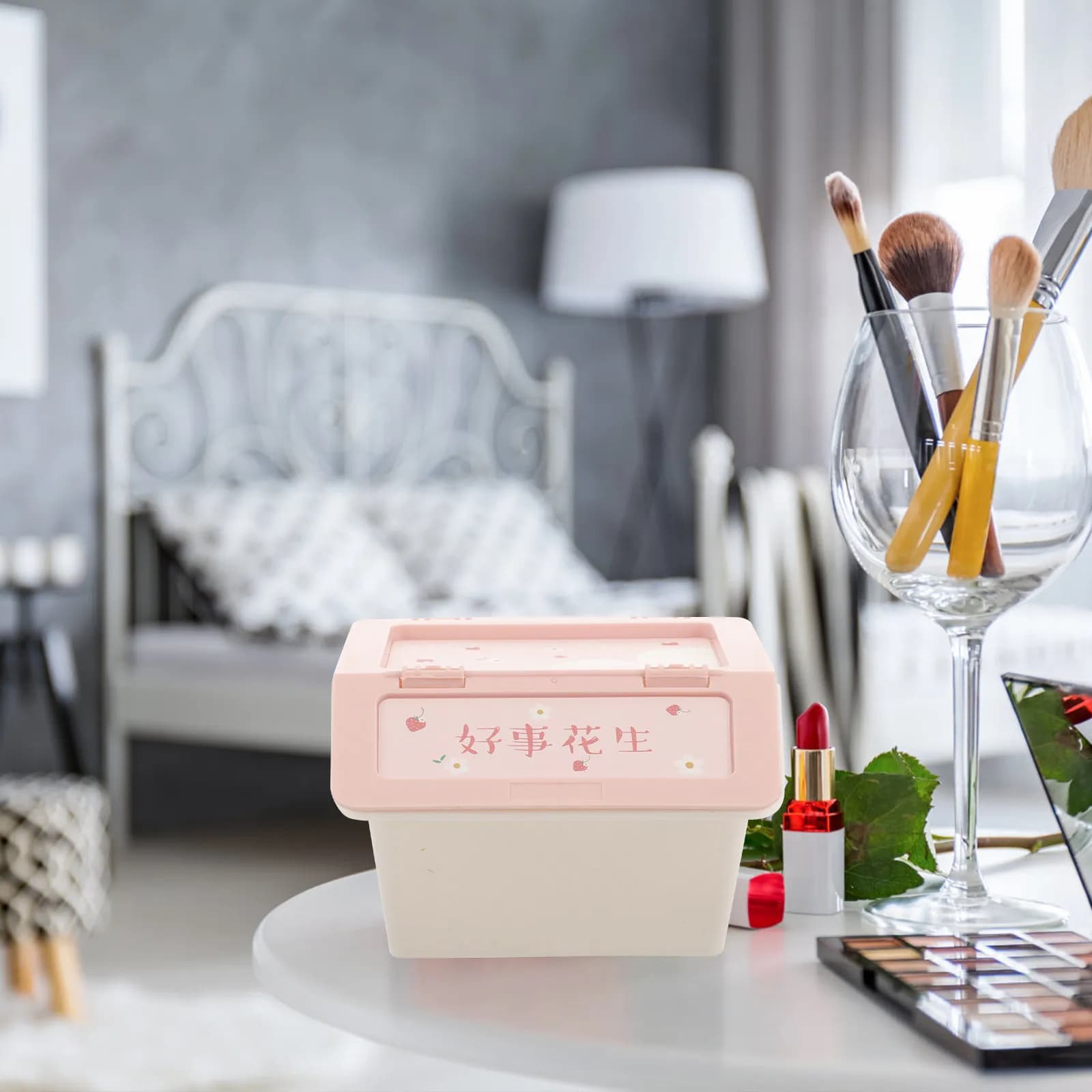 Plastic Storage Box with Lid Small Size Desktop Organizer for Cosmetics Lipsticks Eye Shadow Folders Letters Easy Access Smooth