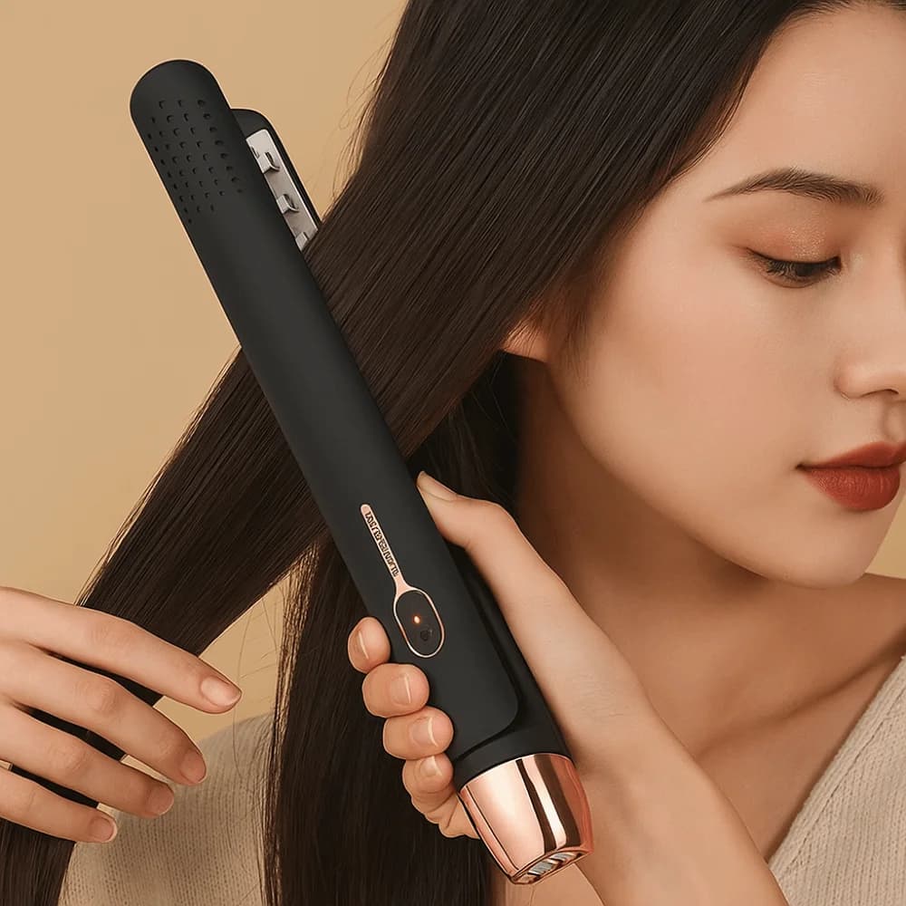 Piastra per Capelli a Riscaldamento Rapido con Ioni Negativi, Design a Clip, Arricciacapelli Professionale da Viaggio