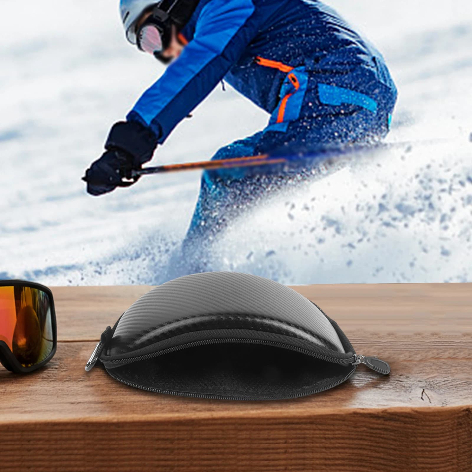 Custodia Rigida per Occhiali da Sci e Snowboard, Bianca 22*12.5cm 58g, Custodia Protettiva in PU Nera per Occhiali da Sci Affidabile