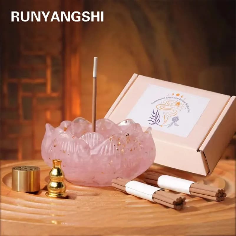 Set di 1 Pezzo: Base per Candela in Resina con Cristallo Naturale, Pietra Reiki, Aromaterapia, Cornucopia, Guarigione, Meditazione, Decorazione, Confezione Regalo