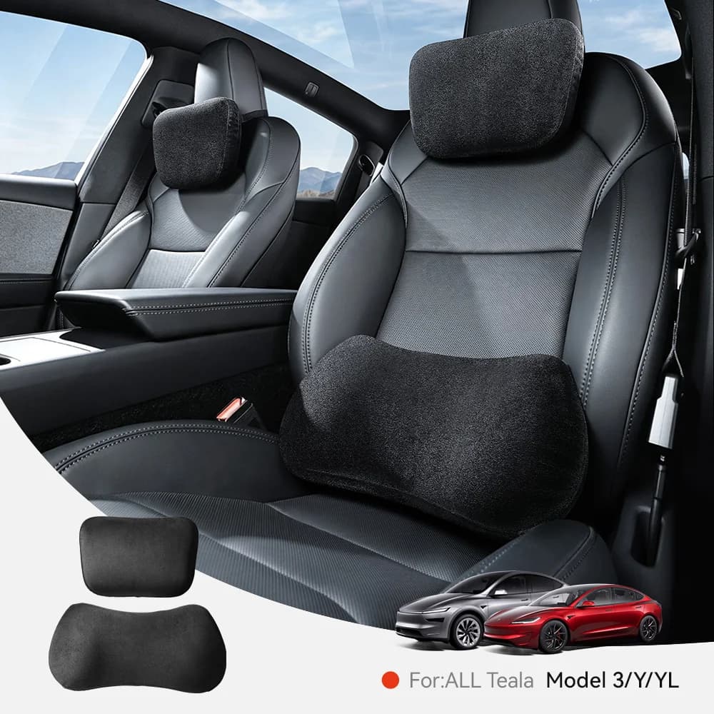 YZ For Tesla Model YL 6 Seats Model Y Juniper Model 3 Highland 2019-2026 Car Neck Pillow Protective Lumbar Back Support Soft All‑Season High-Quality Headrest Lumbar Car Accessories