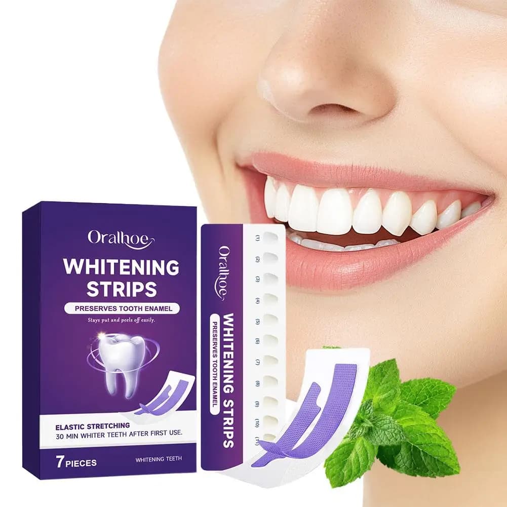 Strisce Sbiancanti per Denti Viola, Formula Delicata per Denti Sensibili, Pulizia Profonda delle Macchie, Alito Fresco, Cura Orale Domestica Rapida e Facile con Colore