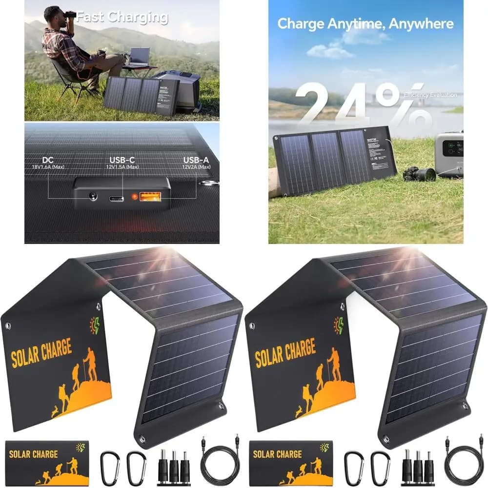 Pannello Solare Portatile da 30W con 3 Porte USB per Ricarica all'Aperto - Ideale per Campeggio, Escursionismo e Dispositivi