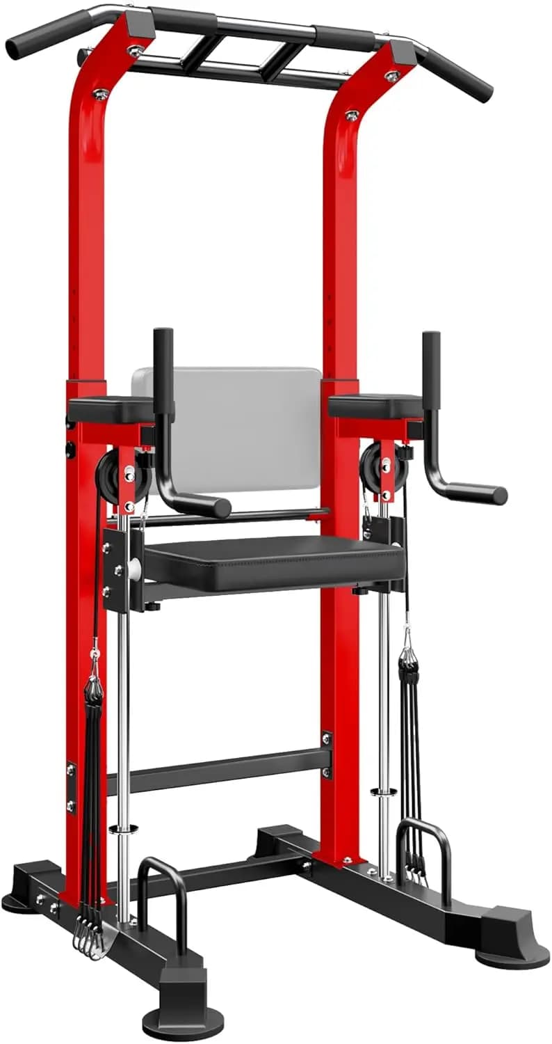 Stazione Multifunzione per Palestra Domestica con Barra per Trazioni e Dip - in Metallo, Altezza Regolabile, per Allenamento di Forza