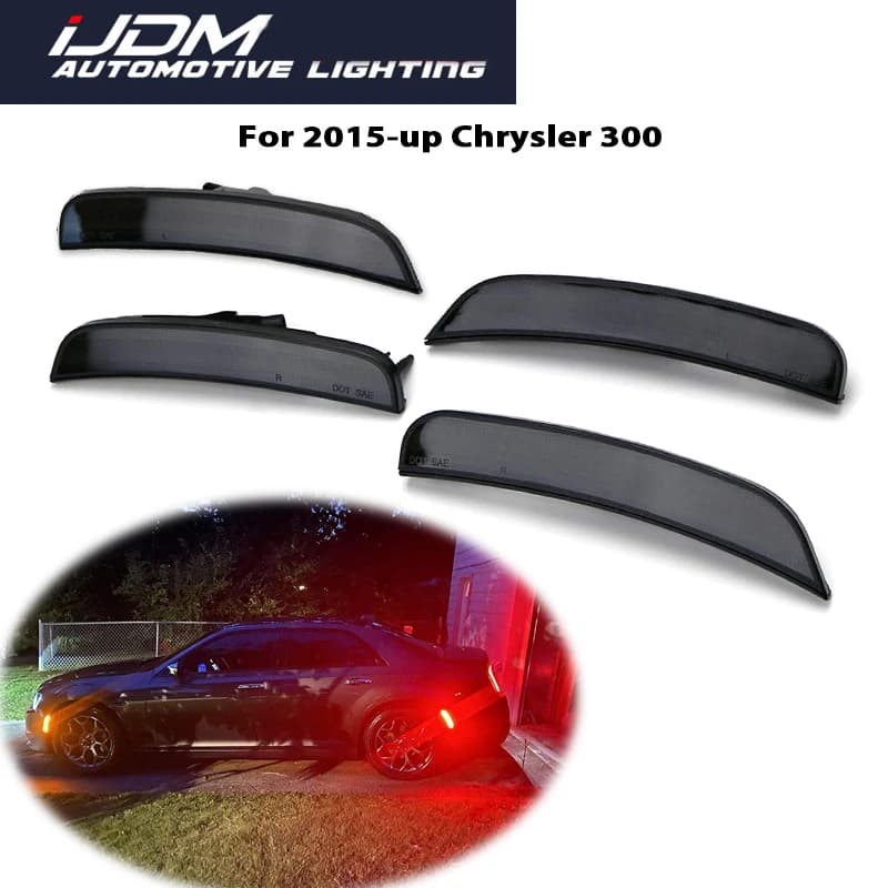 IJDM Smoked Lens anteriore ambra posteriore rosso LED Side Marker indicatori di direzione assemblaggi per 2015-2023 Chrysler 300 Fender Flare Light