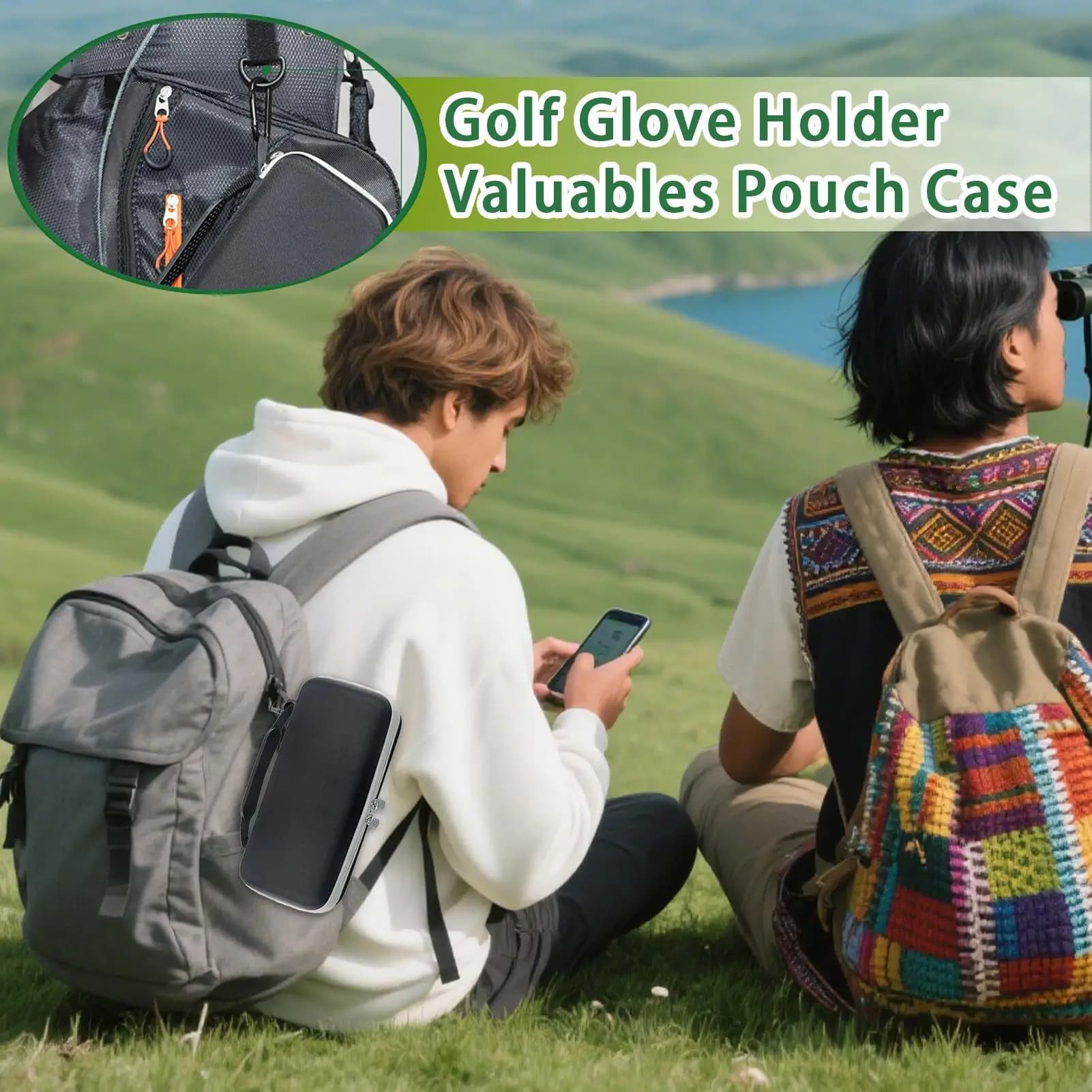 Custodia porta guanti da golf Custodia per guanti da golf con custodia portatile modellante per guanti rimovibile per marcatori di palline sportive Tees Strumenti Divot