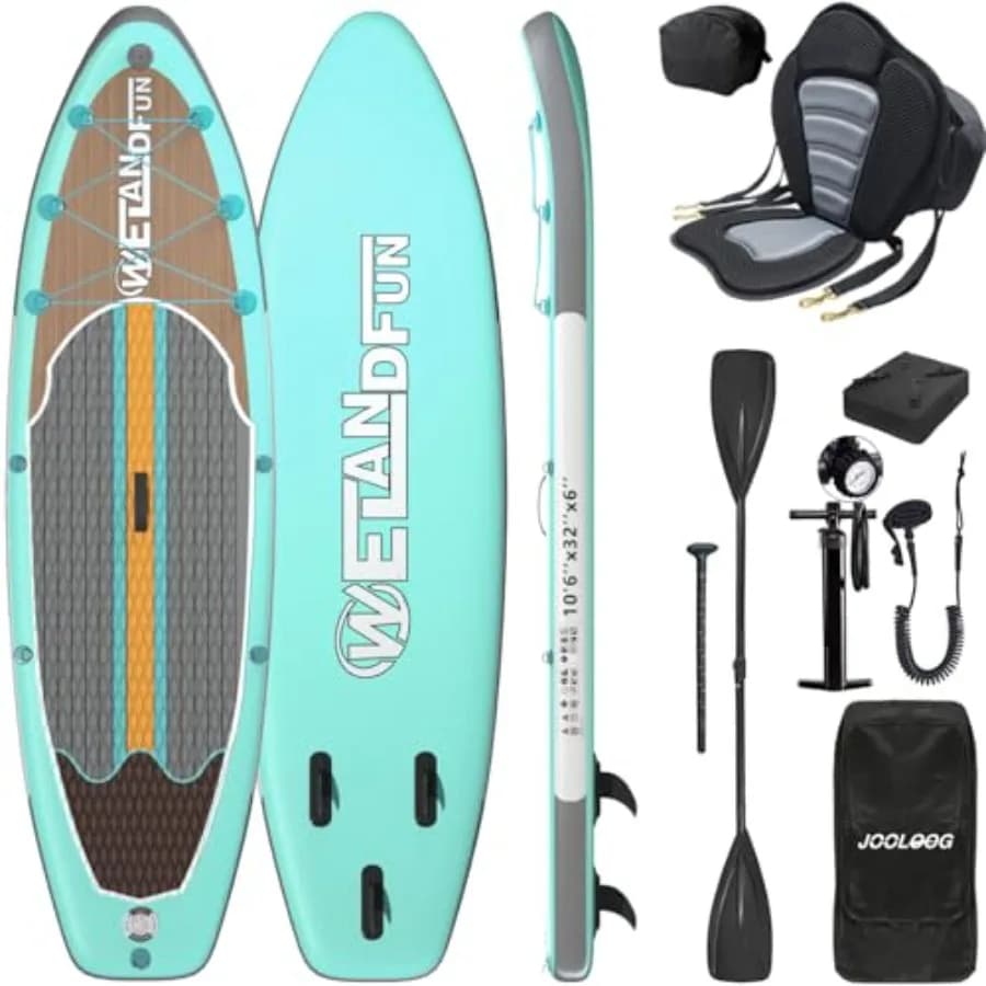 Inflatable Stand Up Paddle Board for Adults Youth, 2-in-1 with Kayak Conversion Kit, Non-Slip Deck and SUP Kayak Seat - Wide St