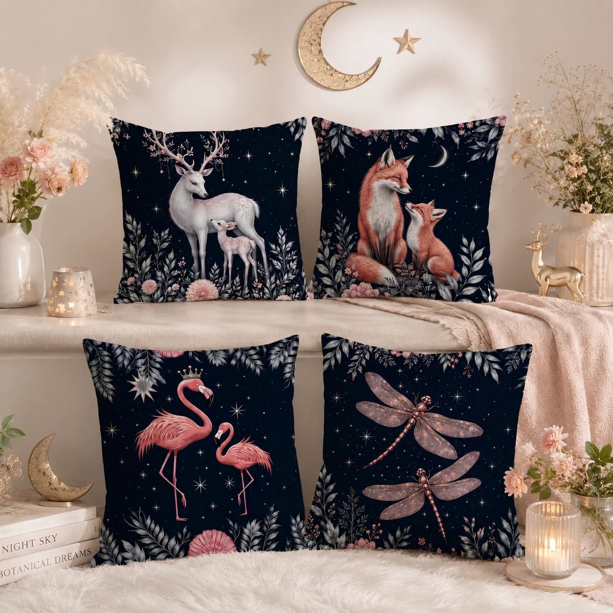 Gothic Series Of Animals Cushion Cover Silky Short Plush With Invisible Zipper Dustproof Sofa Pillow Cover For Home Decor