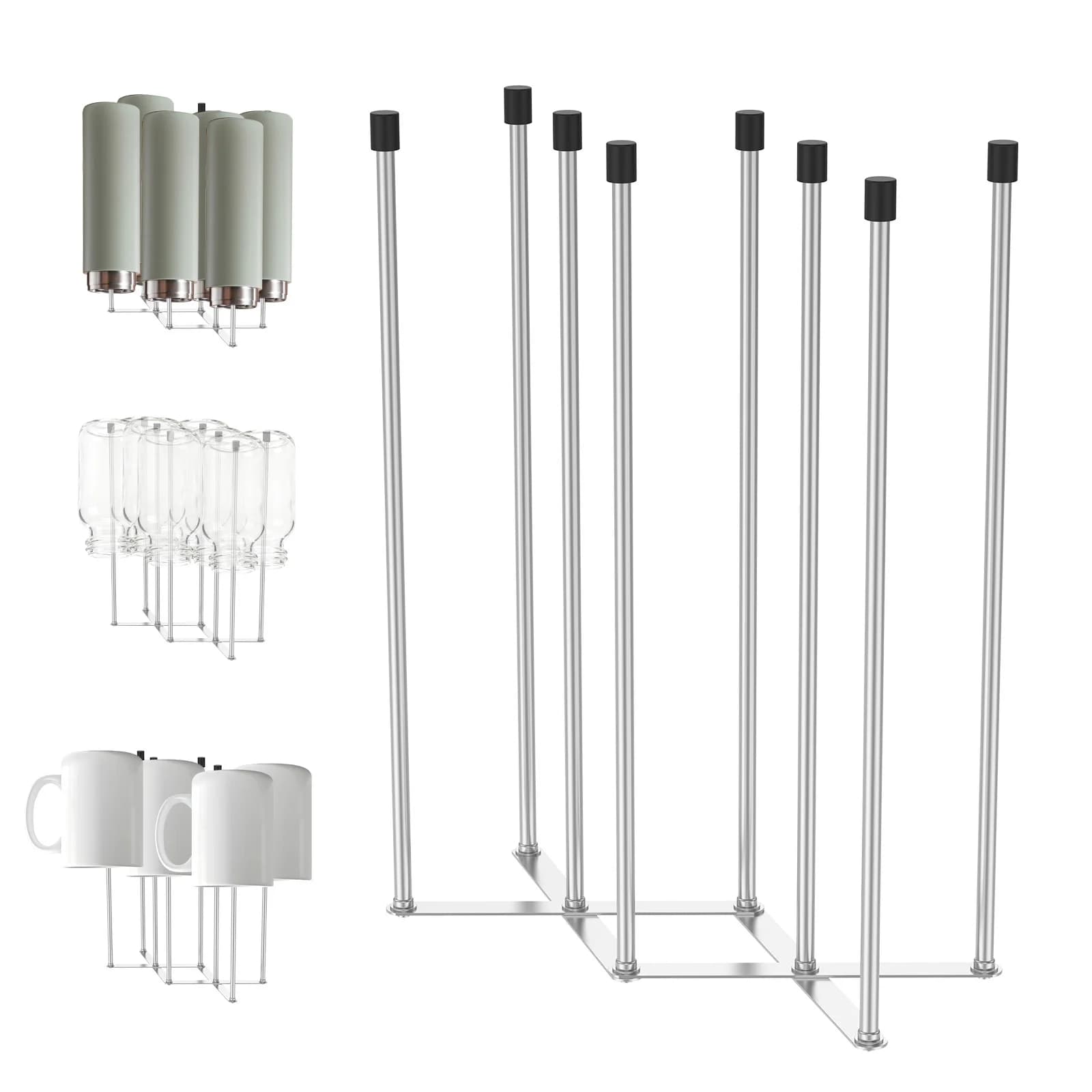 Foldable Baby Bottle Drying Rack Stainless Steel Vertical Baby Bottle Dryer Rack Retractable Cup Storage Draining Stand