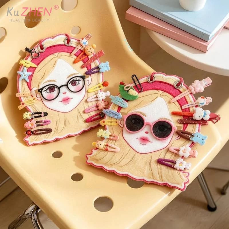 Cute Girl Shaped Felt Hair Clip Organizer, Effectively Stores Kids' Hair Acts as Lovely Wall Decor for Children's Living Spaces