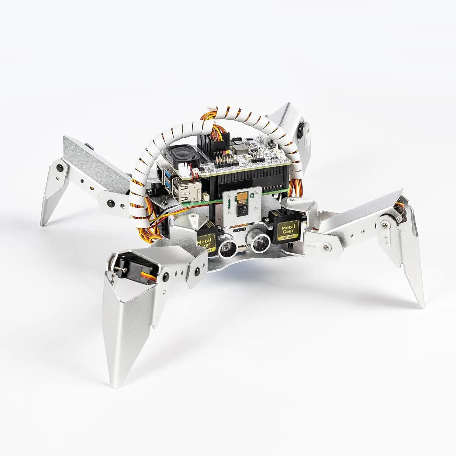 CC SunFounder PiCrawler AI Robot Kit for Raspberry Pi 5/4/3B+/3B/Zero, app control, FPV, camera, Python and scratches (without RPI)