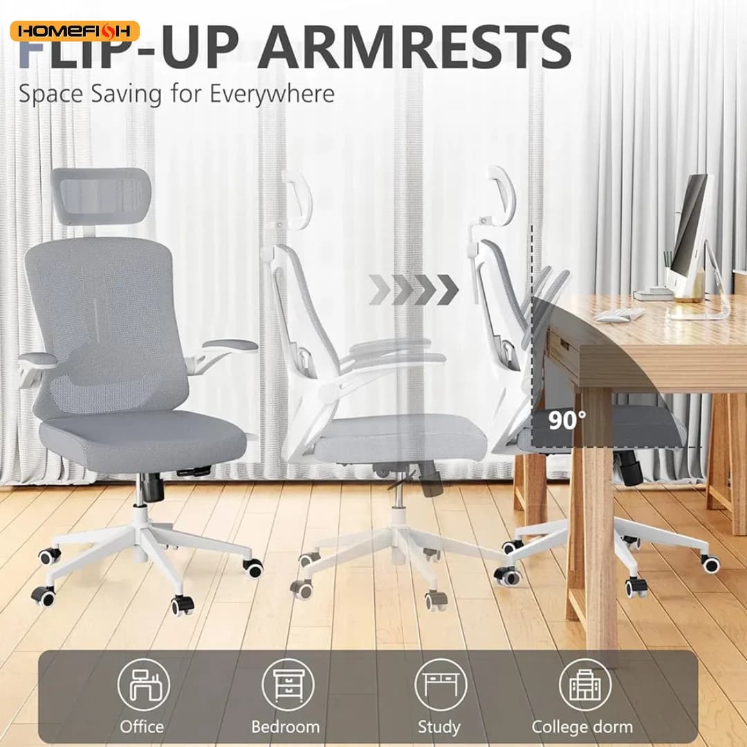 Sedia da tavolo ergonomica e confortevole per ufficio domestico, sedia da gioco con schienale alto con ruote, sedia per computer in rete, supporto per la vita,