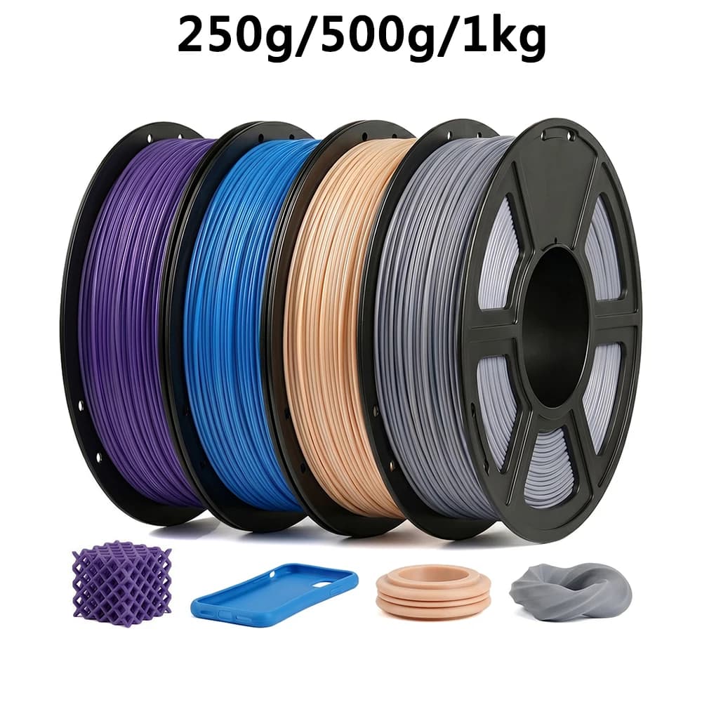 1.75mm TPU 3D Printer Filament tpu gray, tpu blue, tpu purple tpu skin color 250g 500g 1Kg Flexible 3d printing Filament