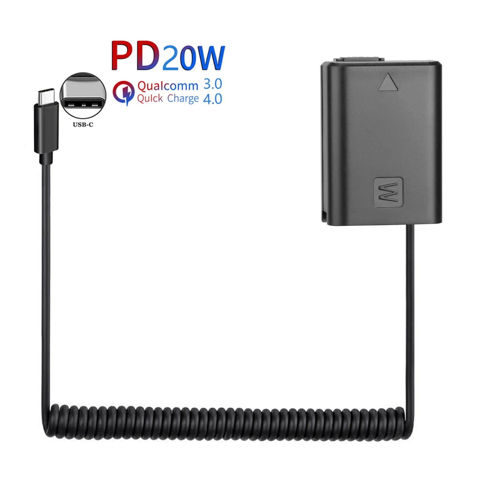 PD USB-C AC-PW20 NP-FW50 Adattatore di alimentazione a batteria fittizia per Sony ZV-E10 A7M2 A7II A7S2 A7R A7RII A6000 A6300 A6400 A6500