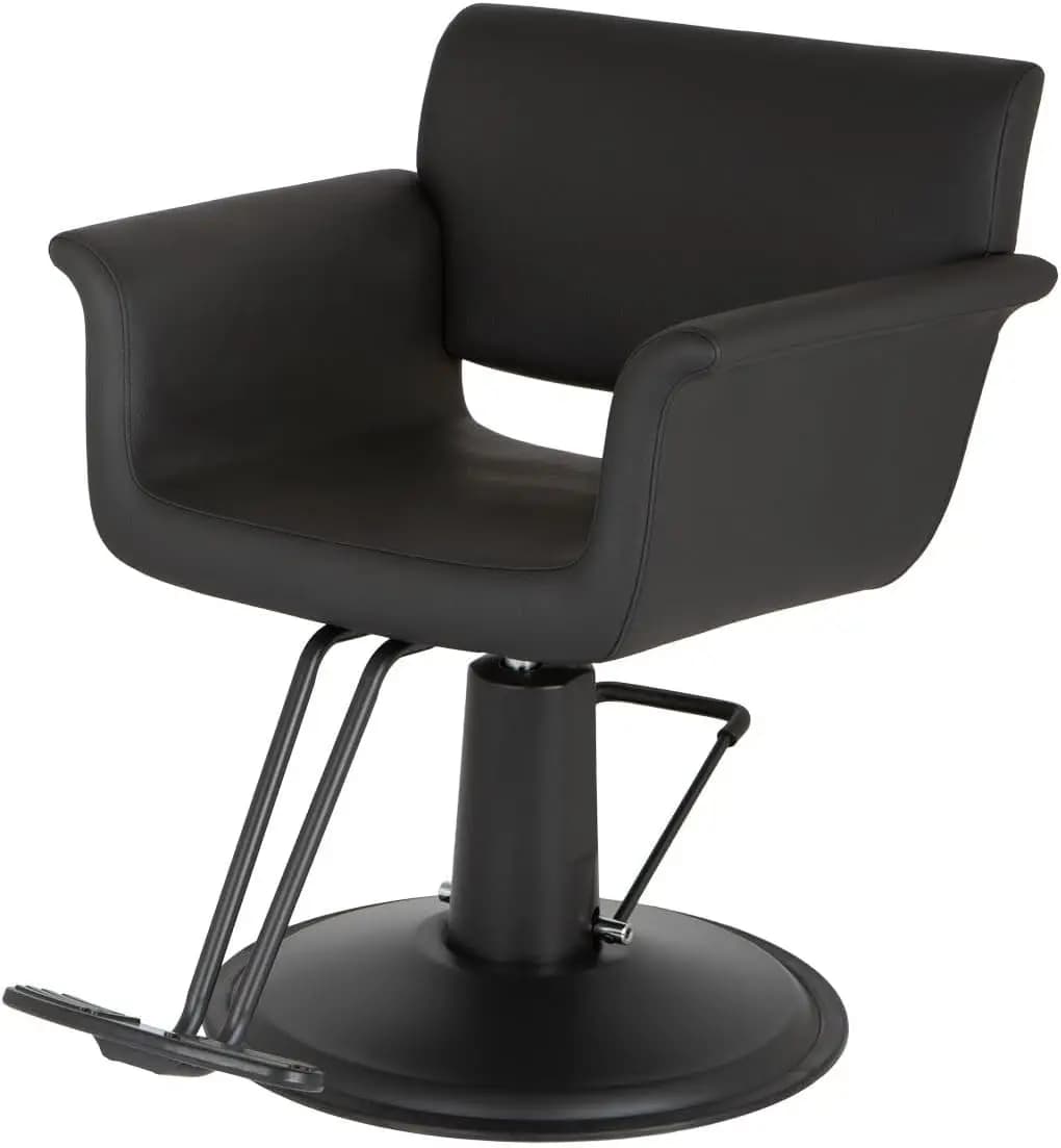 Elegant Black Vinyl Styling Chair with Curved Arms, Stitched Details, Crevasse-Free Cushion – YLG-298-1