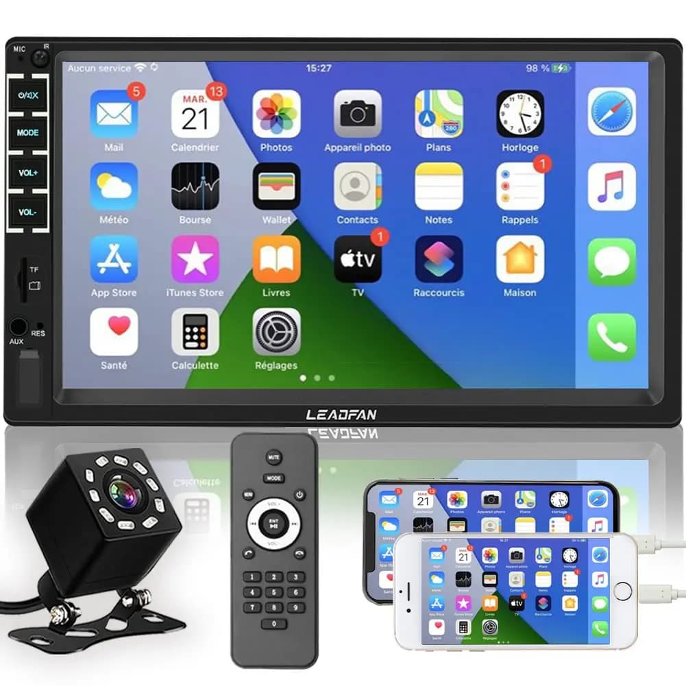 Ricevitore audio per autoradio con touch screen doppio Din stereo per auto da 7 pollici Radio FM Video Bluetooth telecomando MP5/4/3