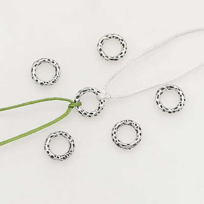 100 pz/lotto Antichi Irregolare Bumpy Circle Connettori 9.5mm Fatti A Mano Rotonda Chiudi Anelli Distanziatori Collegamento Accessori Gioielli FAI DA TE