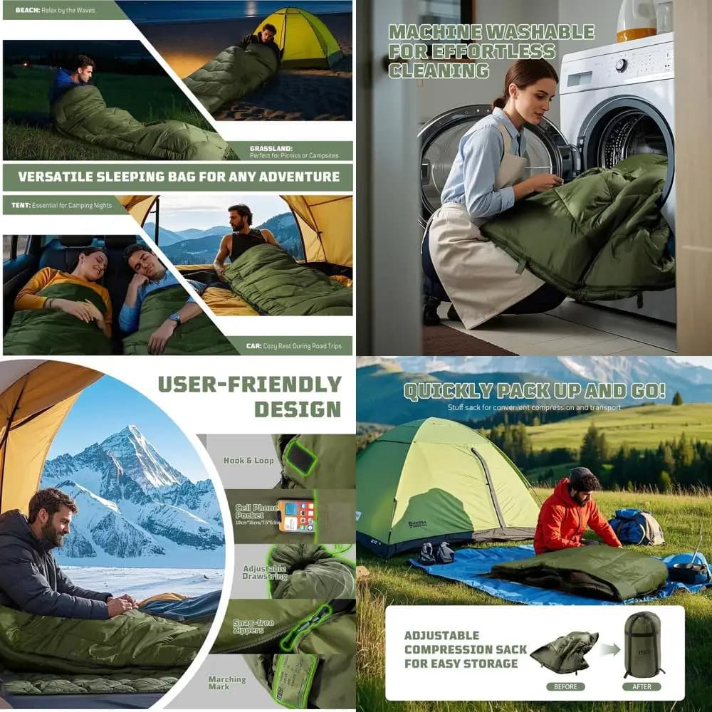 Ultralight 34-43 ° F fur bag for warm-cold climate for adults, ideal for camping, backpacking, hiking, hunting and outdoor adventures