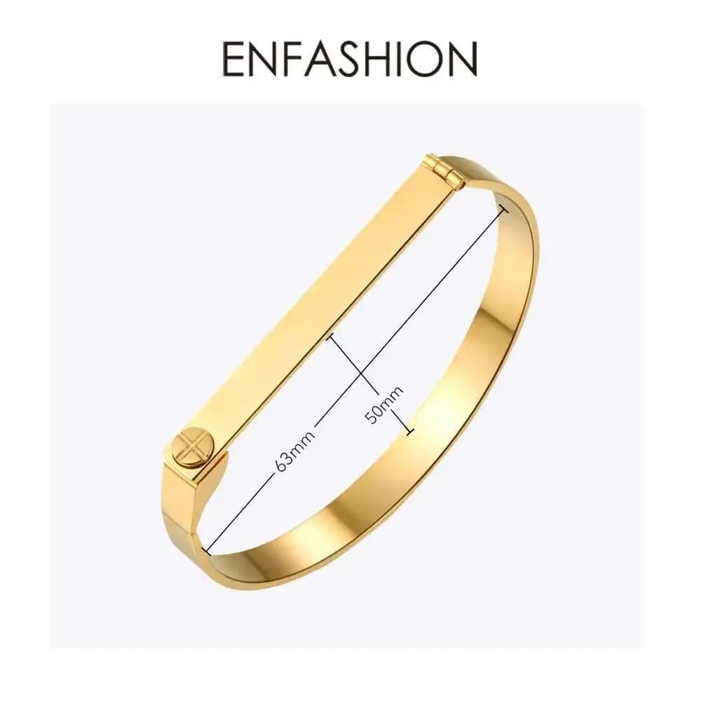 Enfashion Bracciale con nome inciso personalizzato Braccialetti con vite a barra color oro Braccialetti per amanti Braccialetti per donna Uomo Braccialetti B4003-M