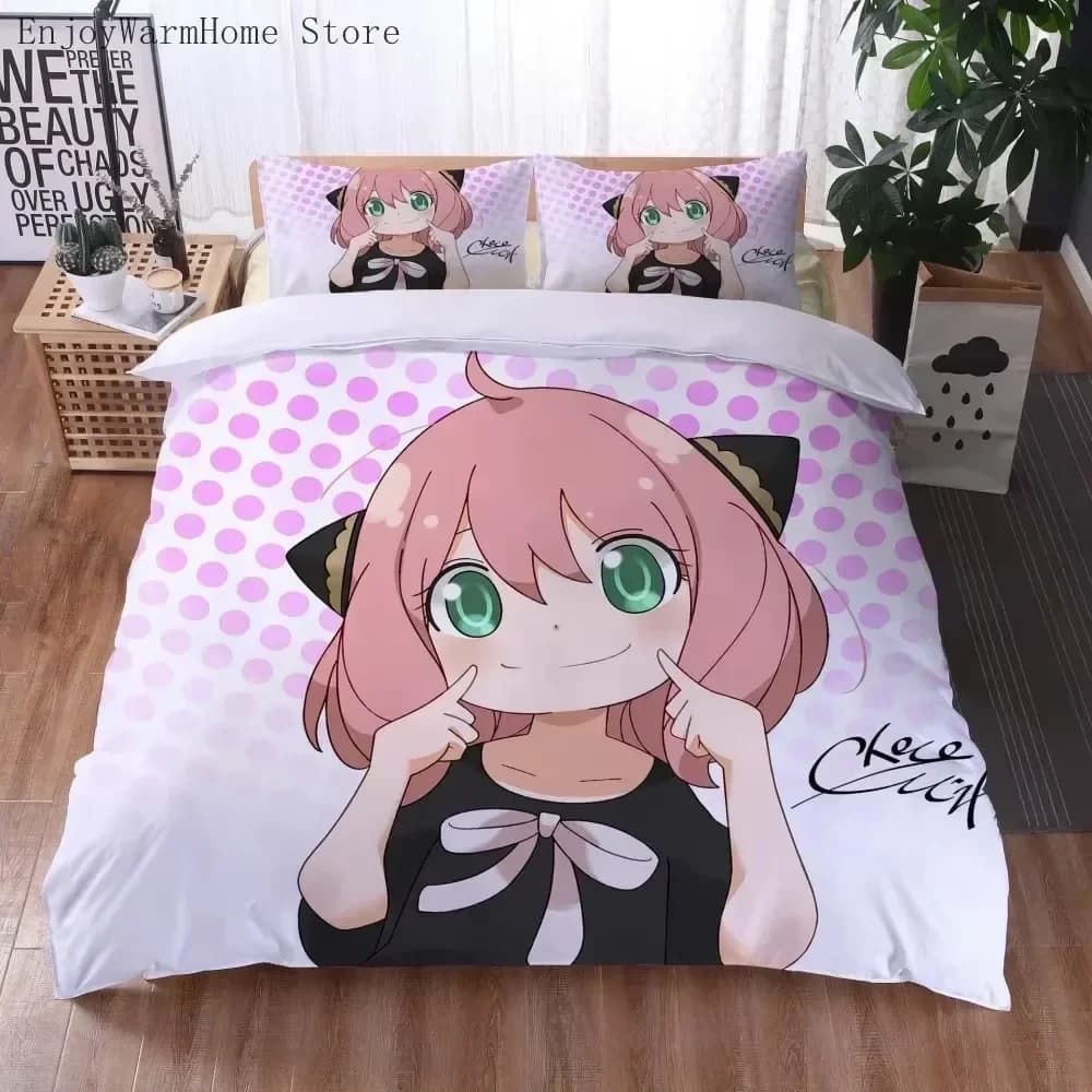 Stampa 3D Anime SPY×FAMILY Anya Forger 3D Copripiumino Set biancheria da letto Trapunte Federe in lino Decorazioni per la casa Singolo Doppio King Queen