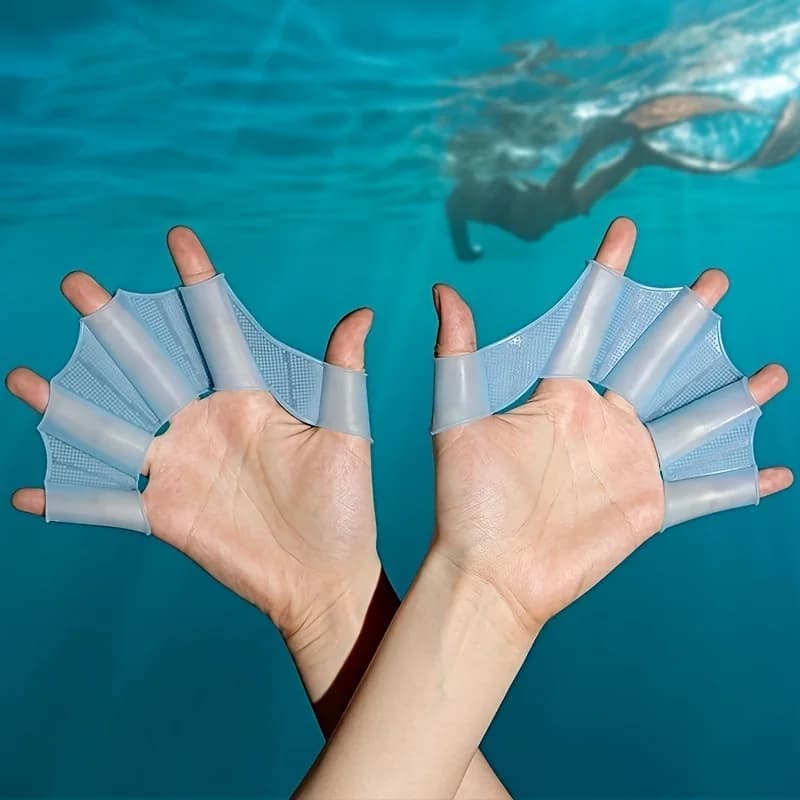 For adults, swimming flippers - blue diving hand flippers cover, snorkeling equipment, enhances swimming performance