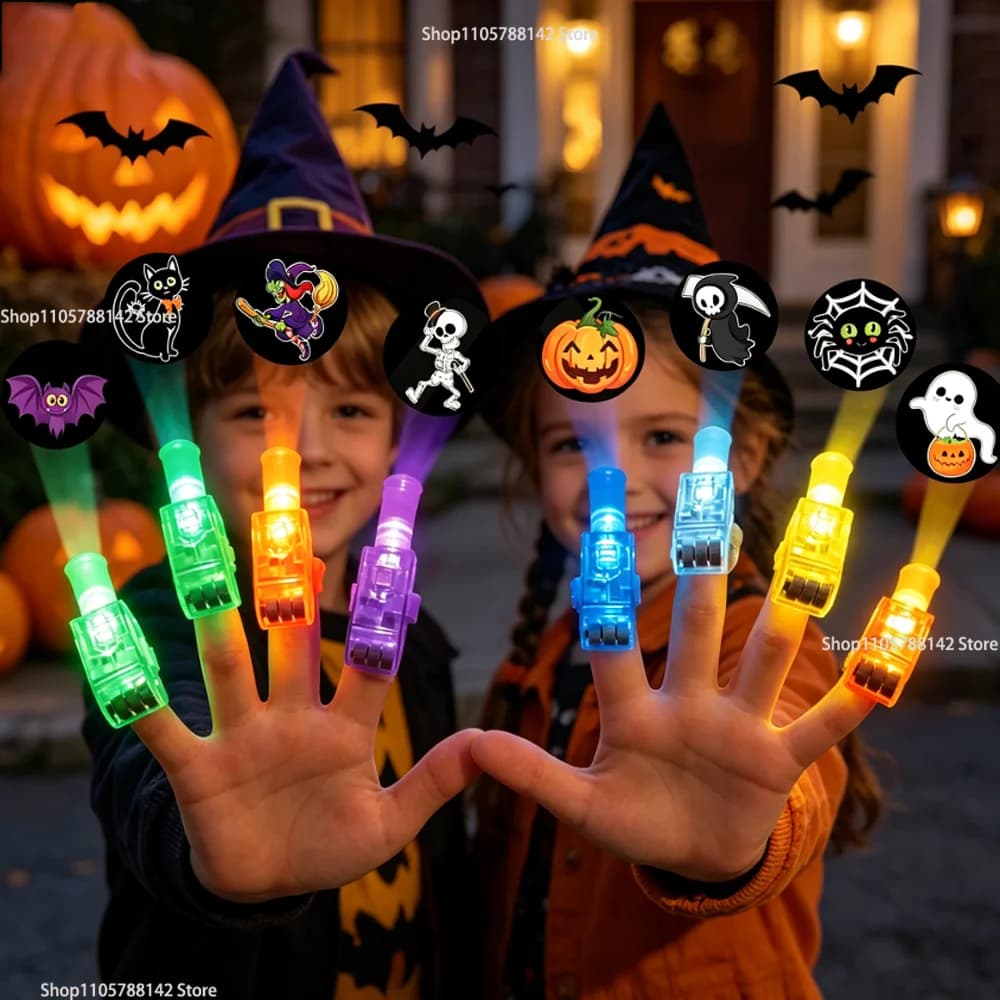 Halloween Pumpkin Ghost Spider Candy Light Up Prop, Finger Lights Neon Party Favors Glow In The Dark Rave Party Favors Gift