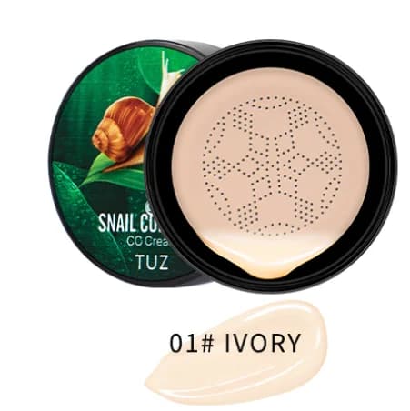 Crema CC al Collagene di Lumaca Impermeabile, Fondotinta BB con Applicatore a Fungo, Lunga Durata, Controllo dell'Olio, Correttore Illuminante per il Viso