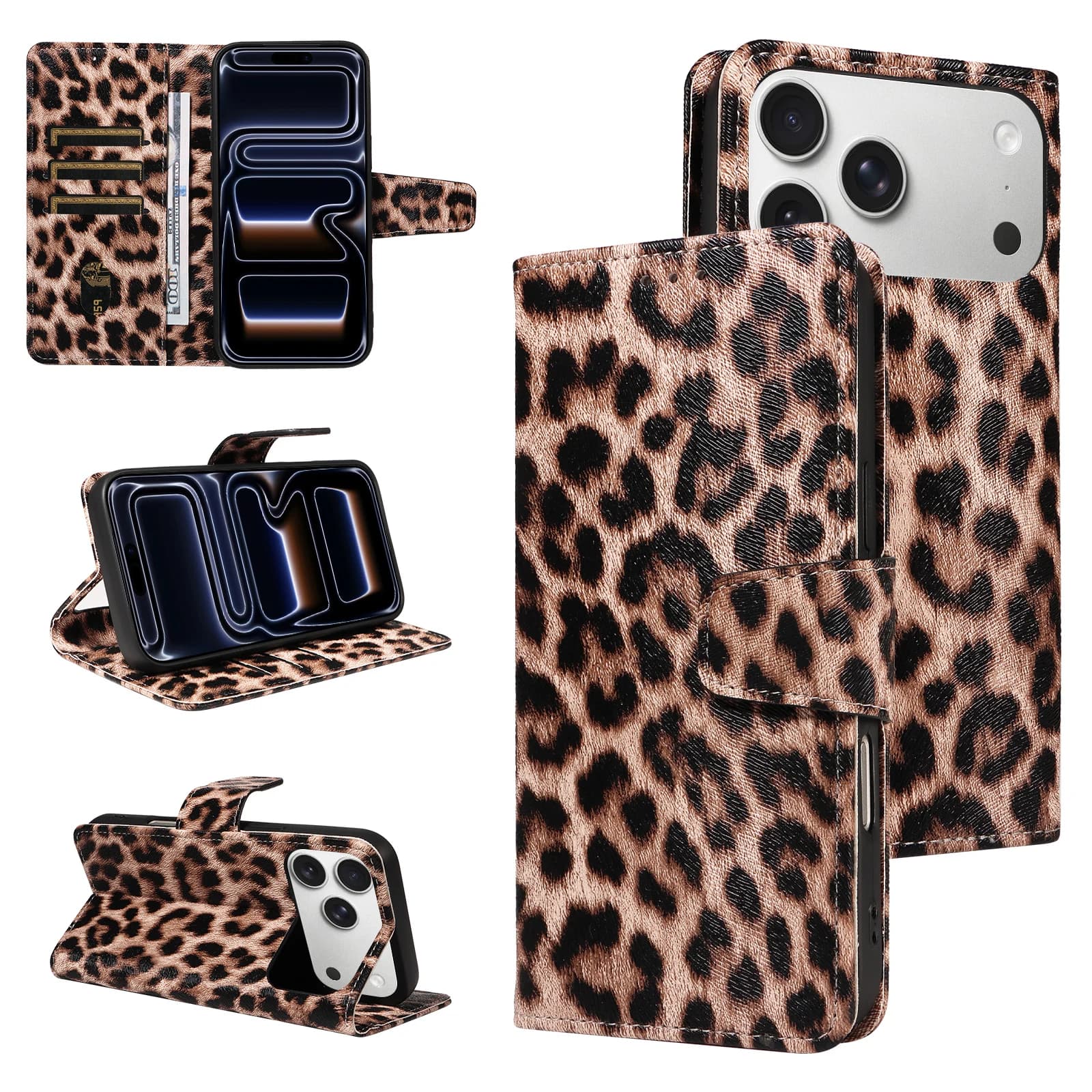 Custodia per telefono in pelle PU per Samsung S26 S25 S24 S23 S22 S20 FE Ultra Edge Plus, alla moda, con stampa leopardata, a libro, antiurto