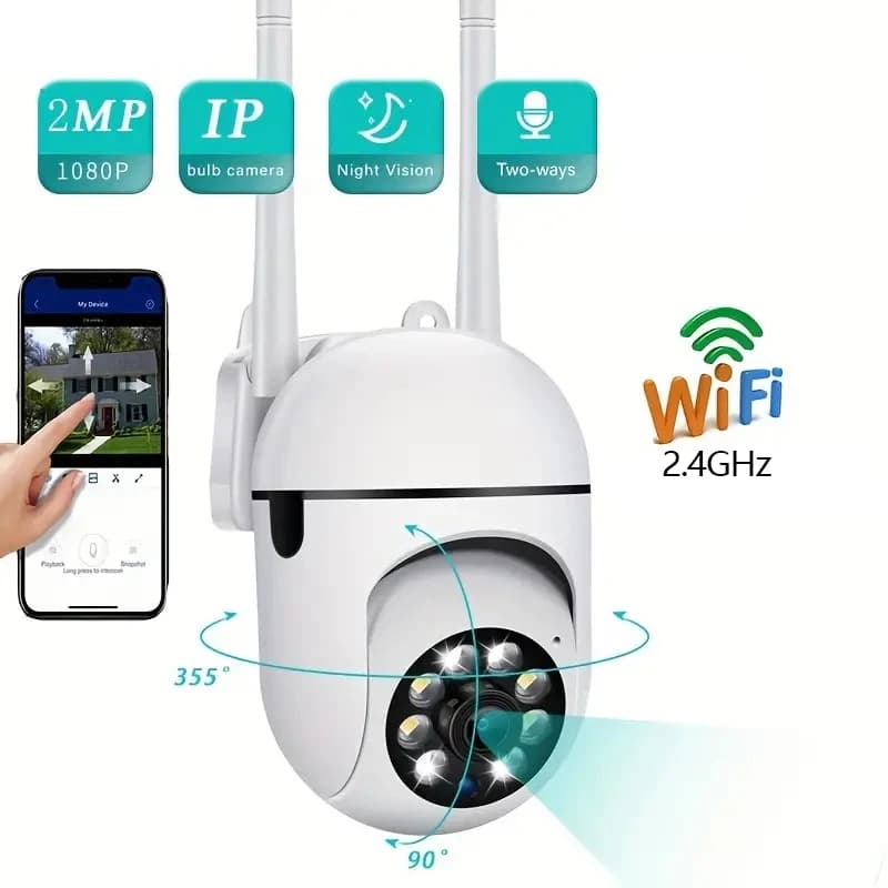 Telecamera di monitoraggio wireless A7 Citofono da 360 gradi Telecamera di sicurezza domestica 1080P Telecamera per visione notturna HD remota Monitor Smart Home