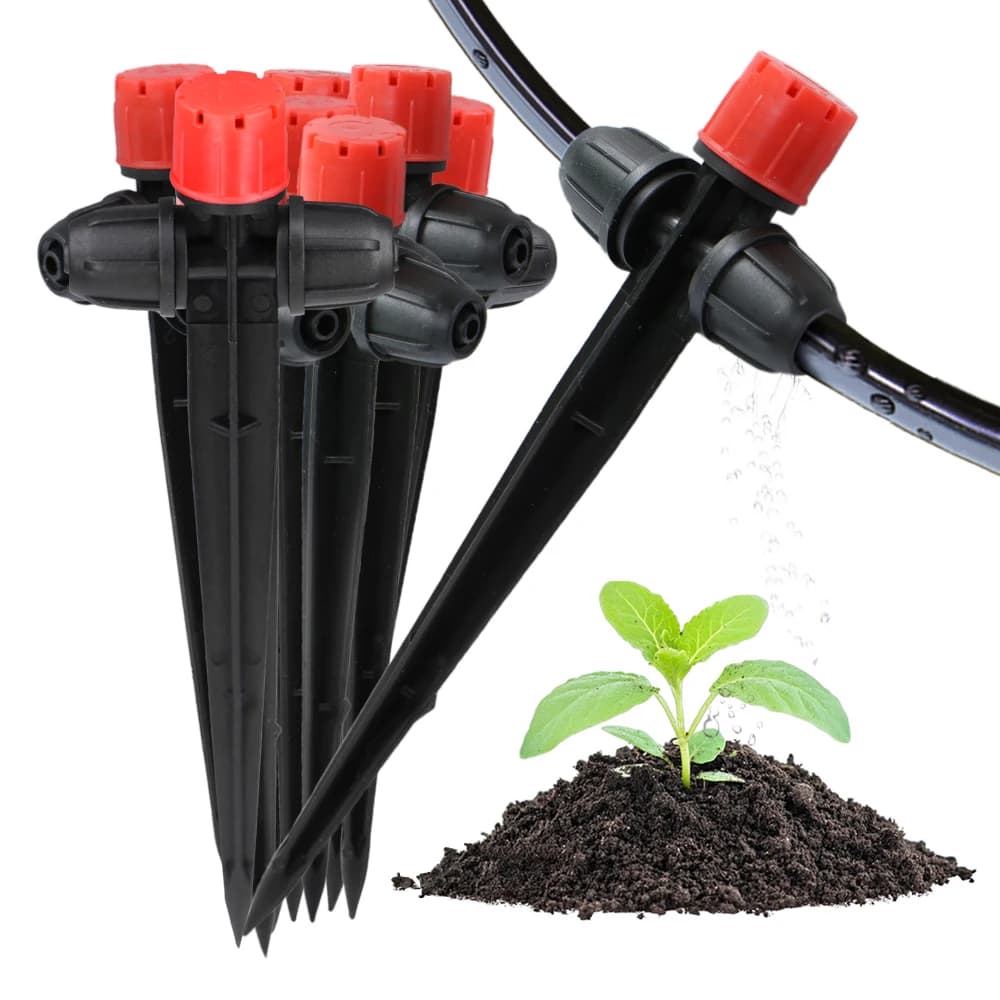 Adjustable 8-hole dripper sprinkler 0-80L/H 133mm irrigation nozzle support Double block for irrigation pot plants with 1/4" pipe
