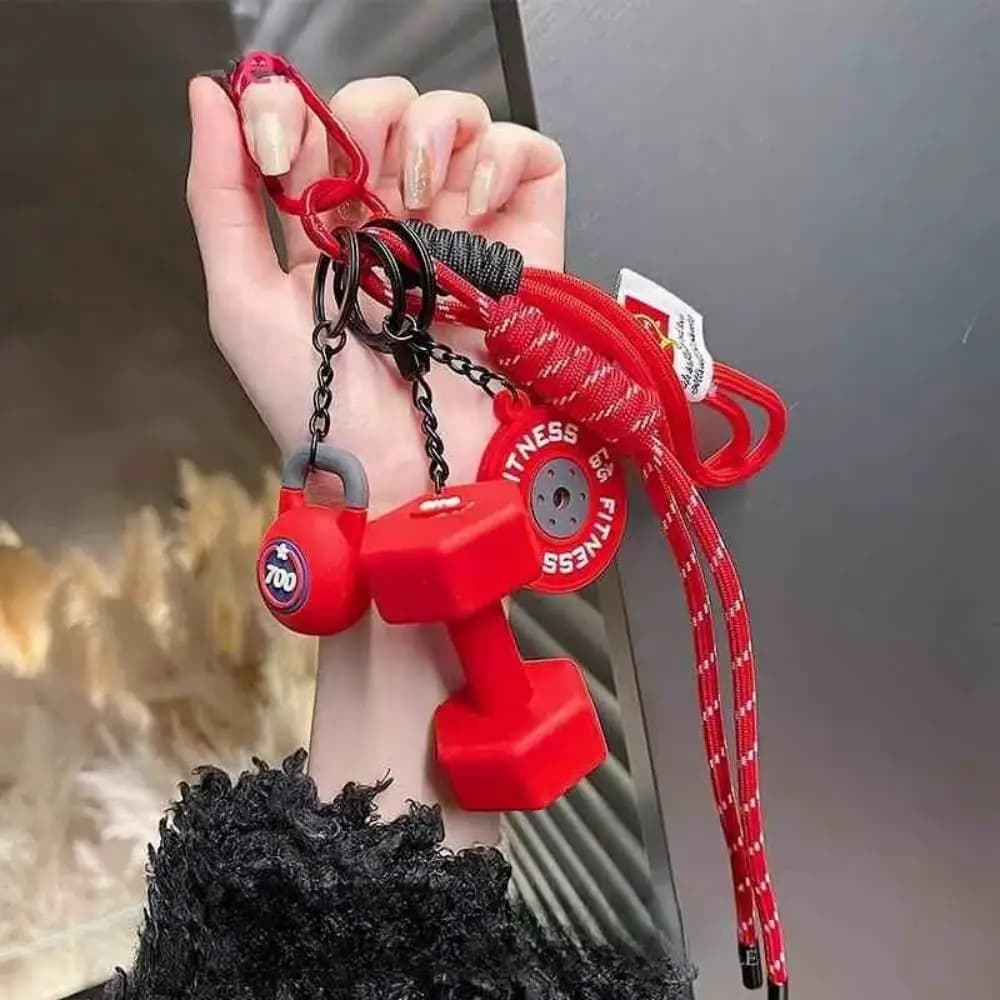 Portachiavi Creativo a Forma di Pesi Grandi, Piastre per Bilanciere e Kettlebell Staccabili, Charm per Borsa