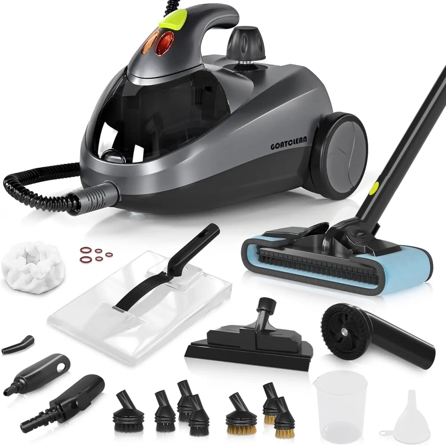 Pulitore a Vapore Professionale, 1500W Portatile con 22 Accessori per Pulizia di Casa, Auto, Piastrelle, Fughe e Tappeti