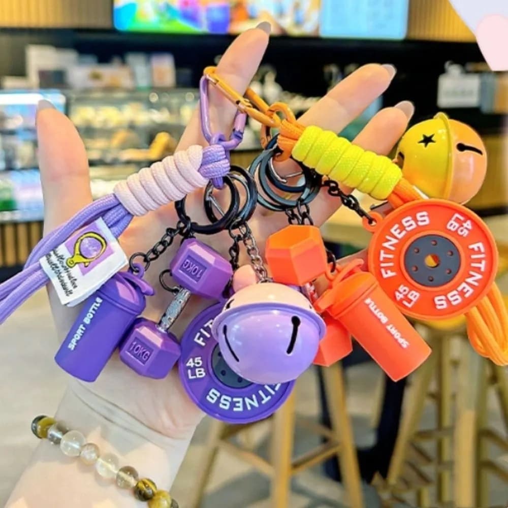 Dopamine Barbell Plates Keychain Kettlebell INS Simulation Dumbbells Keyring Detachable Creative Fitness Series Pendant Gifts