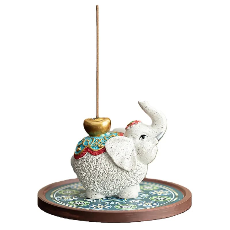 Lucky Elephant Incense Burner, Chinese Tea Ceremony Stick Holder, Auspicious Desktop Aroma Ornament for Tea Table