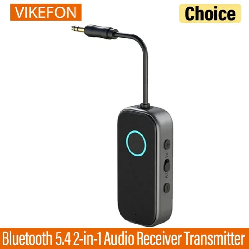 AptX Supported Bluetooth 5.4 2-in-1 Audio Receiver Transmitter RX TX Mode 3.5mm AUX Wireless Adapter Built-in Mic For Travel